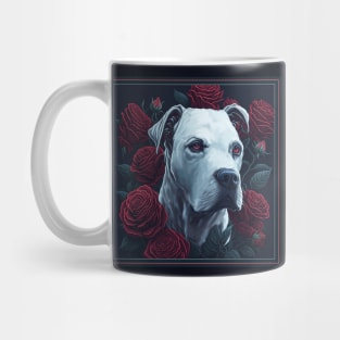 Dogo argentinian red roses 2 Mug